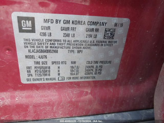 Photo 8 VIN: KL4CJASB6KB952968 - BUICK ENCORE 