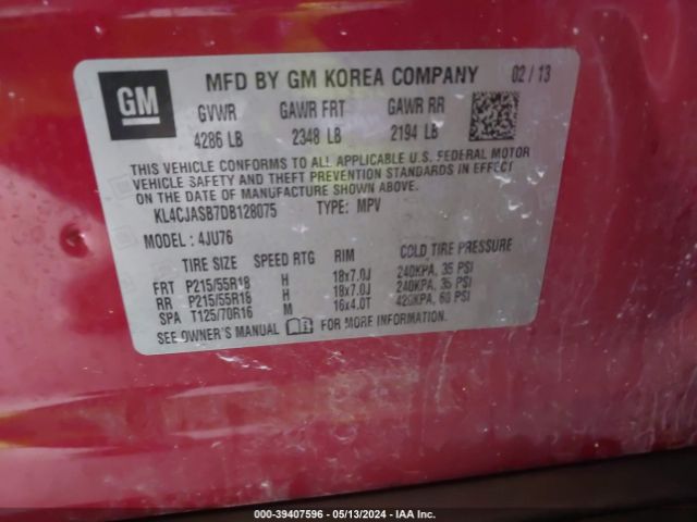 Photo 8 VIN: KL4CJASB7DB128075 - BUICK ENCORE 