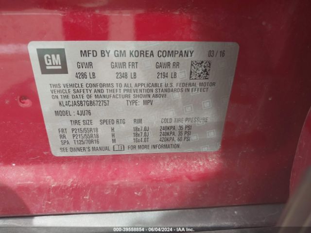 Photo 8 VIN: KL4CJASB7GB672757 - BUICK ENCORE 