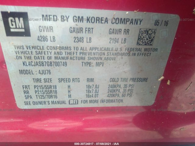 Photo 8 VIN: KL4CJASB7GB700749 - BUICK ENCORE 