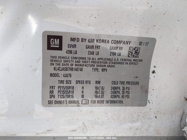 Photo 8 VIN: KL4CJASB7HB140748 - BUICK ENCORE 