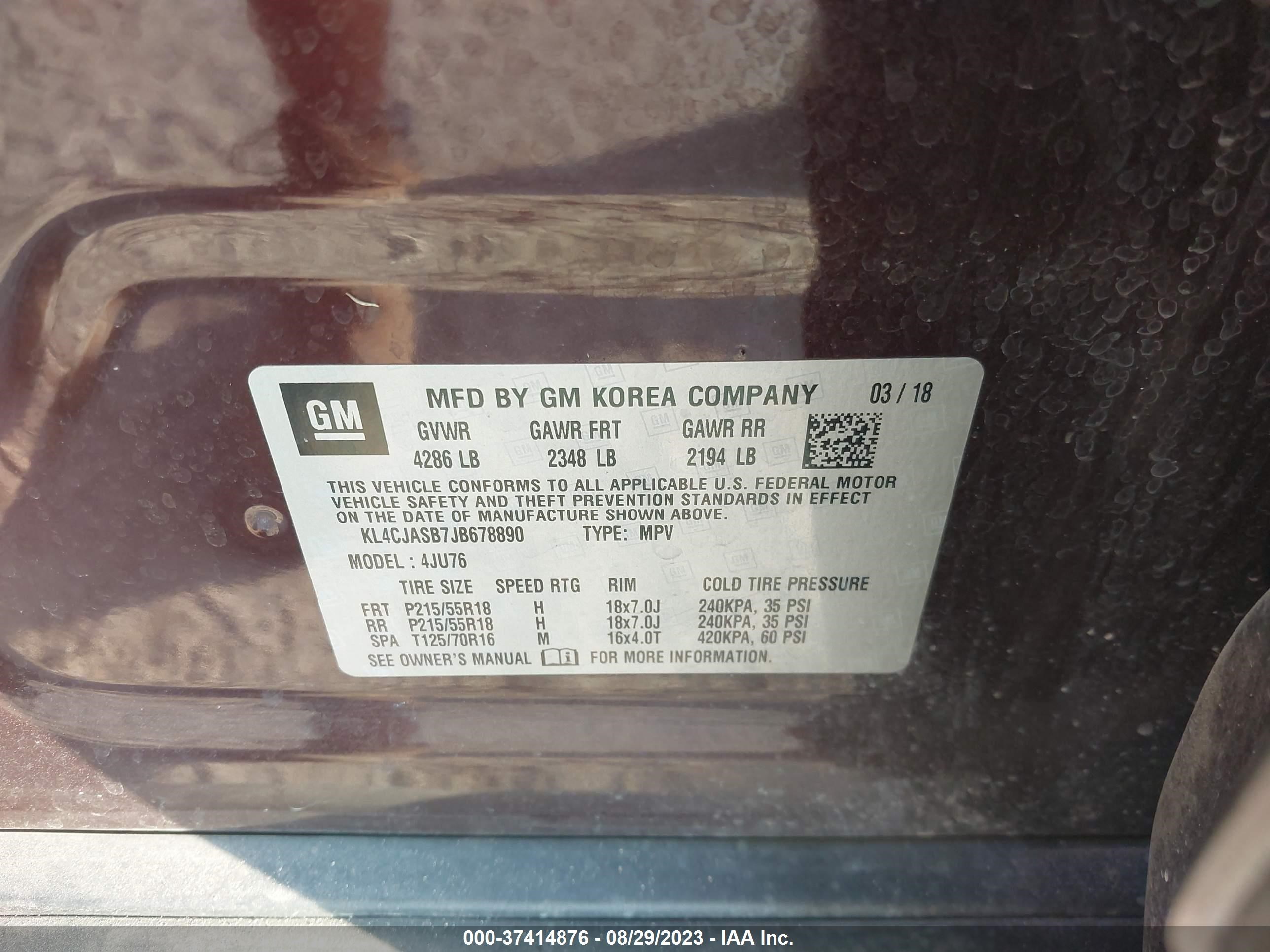 Photo 8 VIN: KL4CJASB7JB678890 - BUICK ENCORE 