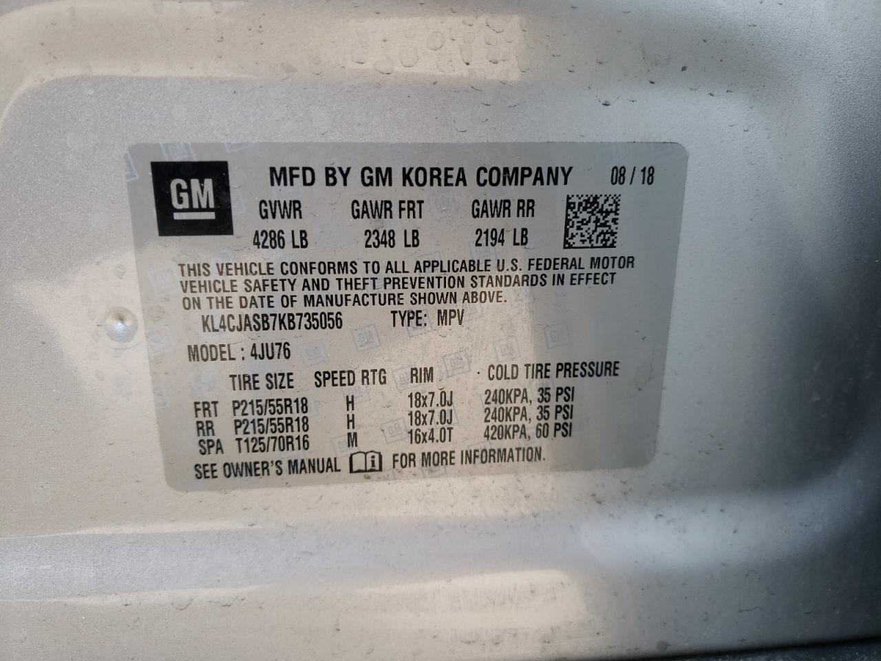 Photo 11 VIN: KL4CJASB7KB735056 - BUICK ENCORE 