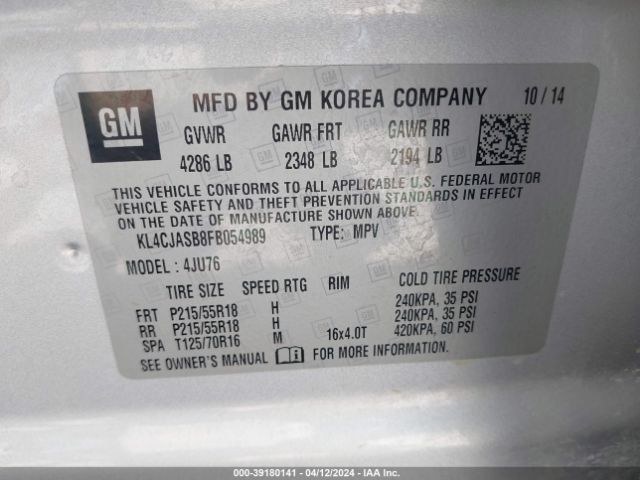 Photo 8 VIN: KL4CJASB8FB054989 - BUICK ENCORE 