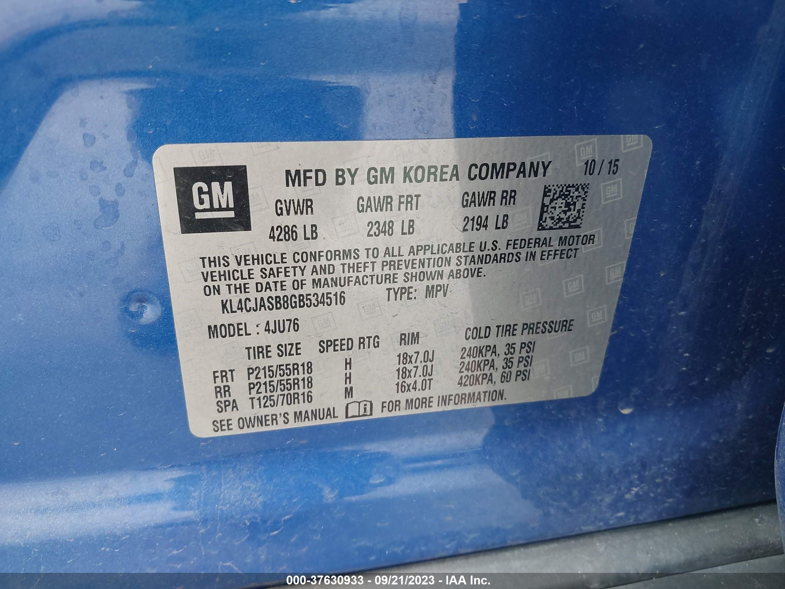 Photo 8 VIN: KL4CJASB8GB534516 - BUICK ENCORE 