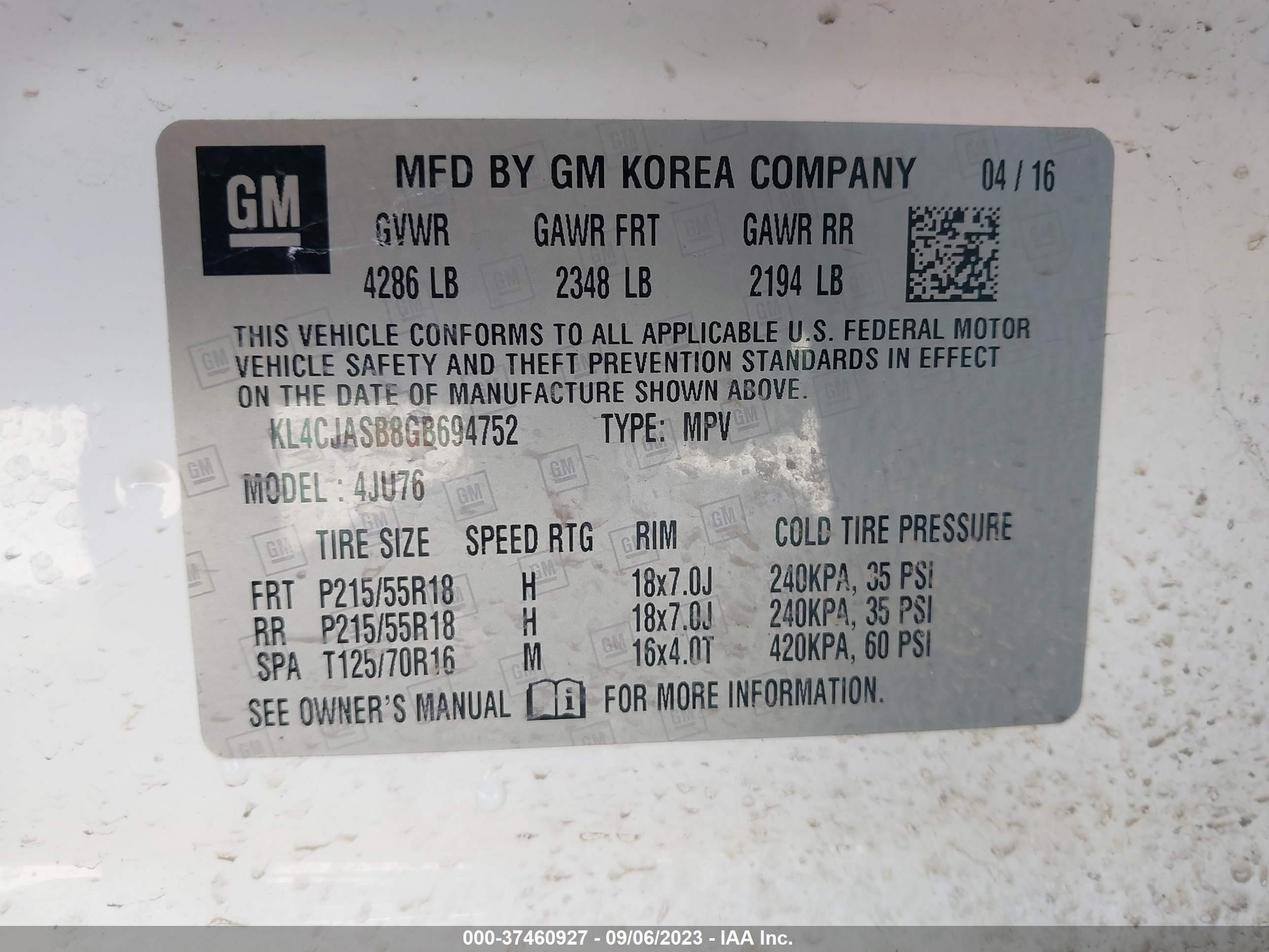 Photo 8 VIN: KL4CJASB8GB694752 - BUICK ENCORE 