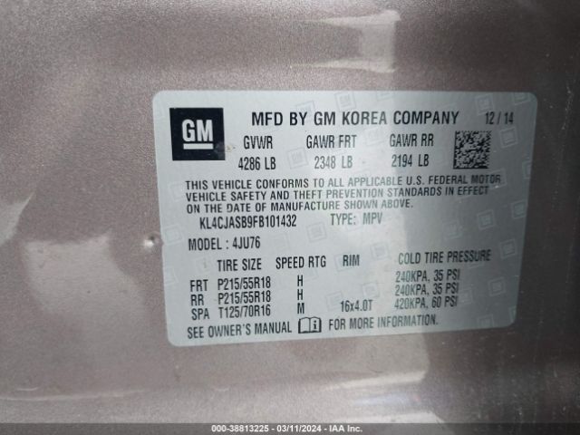 Photo 8 VIN: KL4CJASB9FB101432 - BUICK ENCORE 