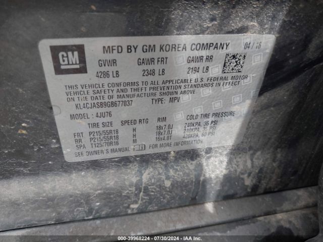 Photo 8 VIN: KL4CJASB9GB677037 - BUICK ENCORE 