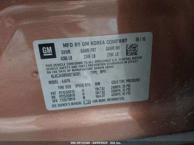 Photo 8 VIN: KL4CJASB9GB736281 - BUICK ENCORE 