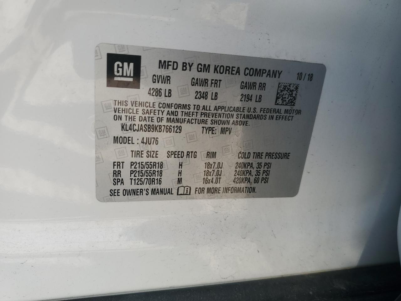 Photo 13 VIN: KL4CJASB9KB766129 - BUICK ENCORE 