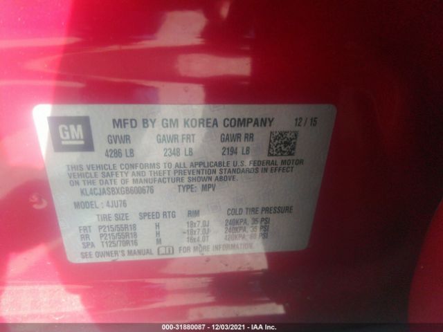 Photo 8 VIN: KL4CJASBXGB600676 - BUICK ENCORE 