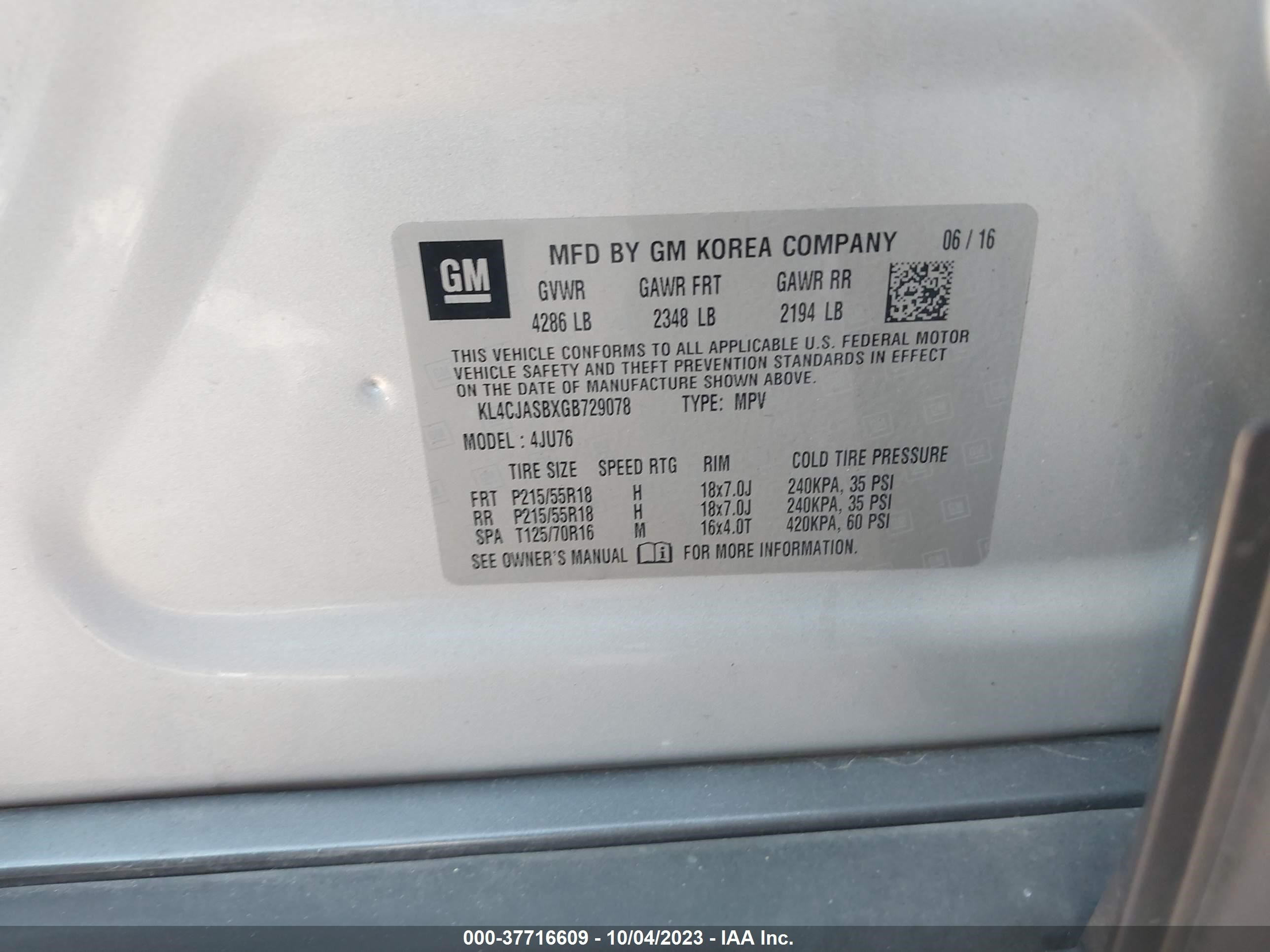 Photo 8 VIN: KL4CJASBXGB729078 - BUICK ENCORE 