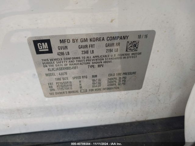 Photo 8 VIN: KL4CJASBXHB054981 - BUICK ENCORE 