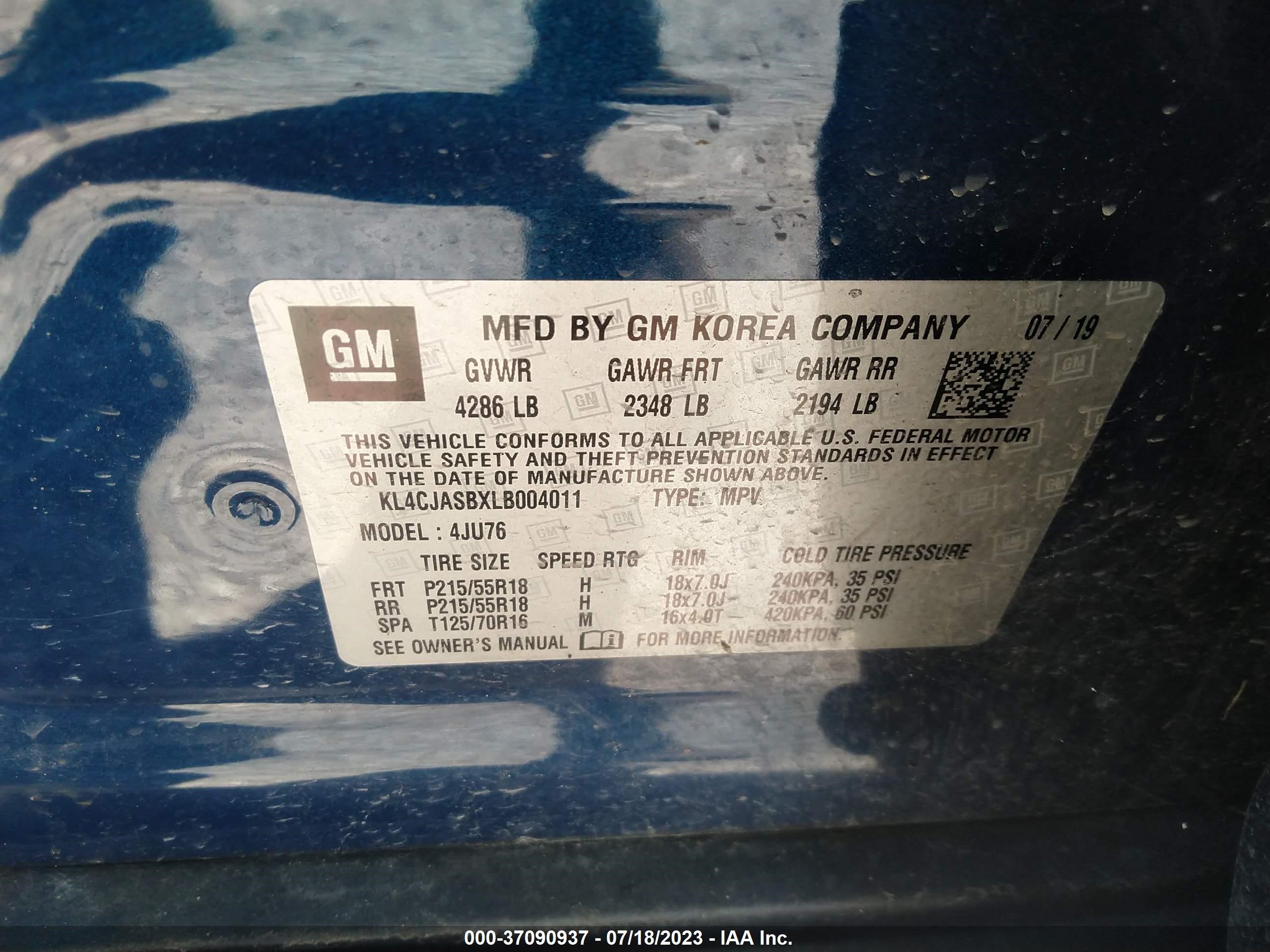 Photo 7 VIN: KL4CJASBXLB004011 - BUICK ENCORE 