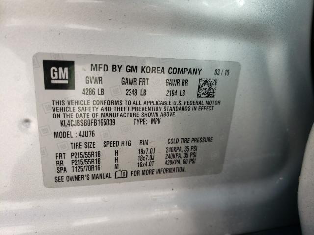 Photo 9 VIN: KL4CJBSB0FB165039 - BUICK ENCORE CON 