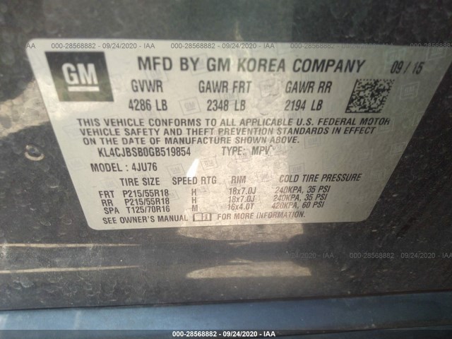 Photo 8 VIN: KL4CJBSB0GB519854 - BUICK ENCORE 