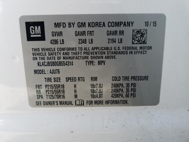 Photo 9 VIN: KL4CJBSB0GB554314 - BUICK ENCORE CON 