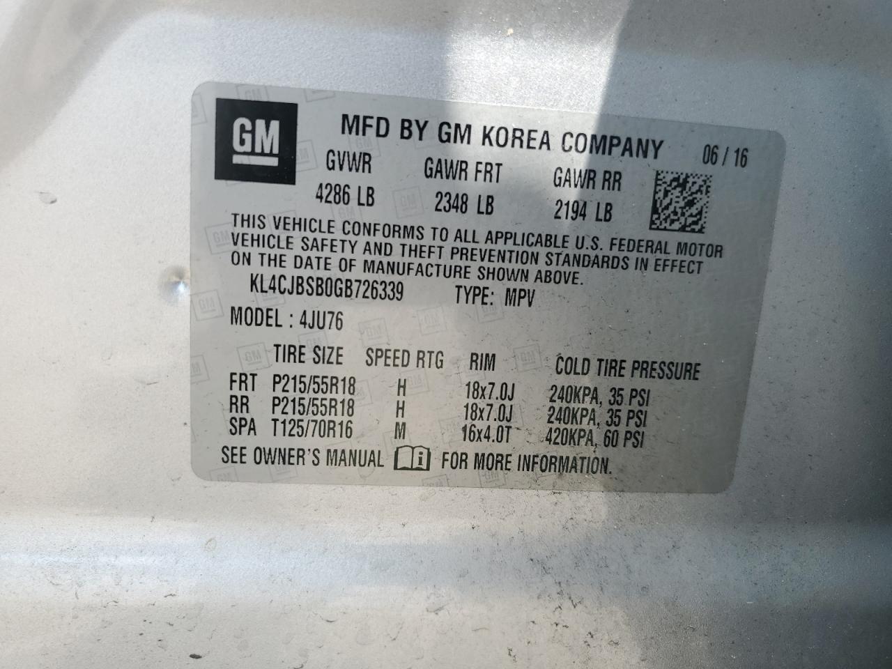 Photo 11 VIN: KL4CJBSB0GB726339 - BUICK ENCORE 