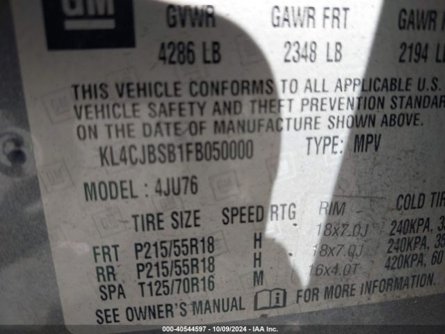 Photo 8 VIN: KL4CJBSB1FB050000 - BUICK ENCORE 