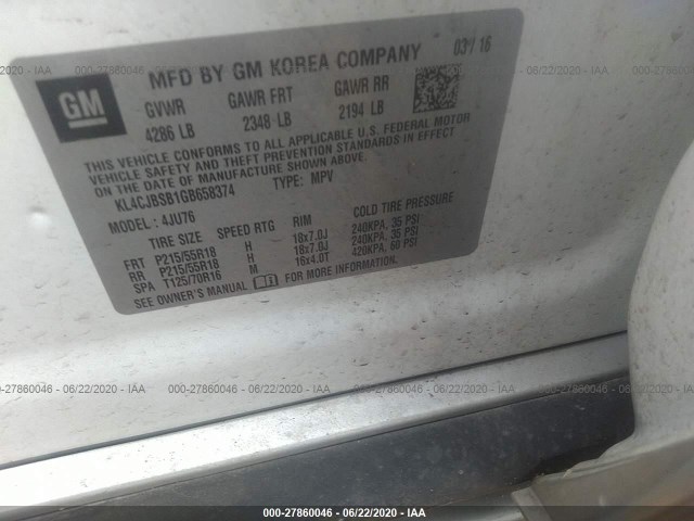 Photo 8 VIN: KL4CJBSB1GB658374 - BUICK ENCORE 