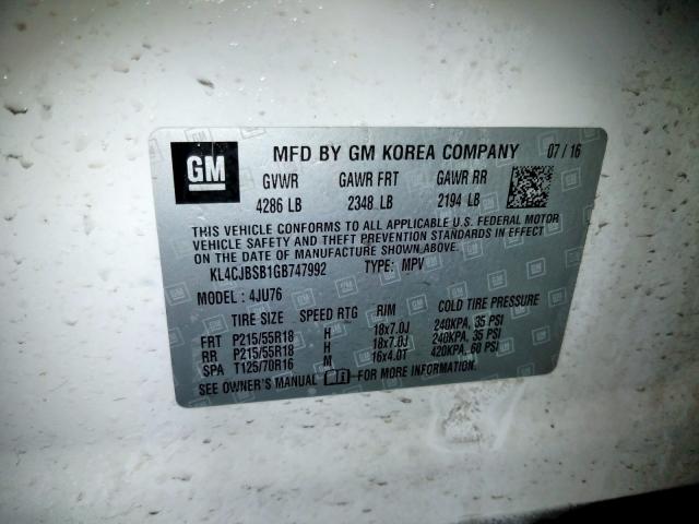 Photo 9 VIN: KL4CJBSB1GB747992 - BUICK ENCORE CON 