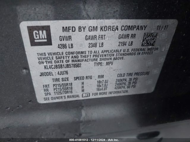 Photo 8 VIN: KL4CJBSB1JB578502 - BUICK ENCORE 