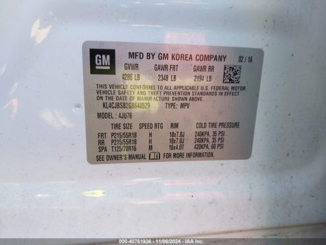 Photo 8 VIN: KL4CJBSB2GB640529 - BUICK ENCORE 