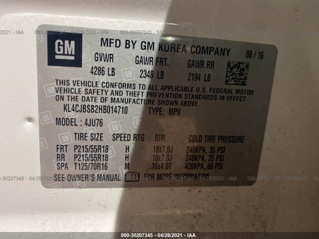 Photo 8 VIN: KL4CJBSB2HB014710 - BUICK ENCORE 