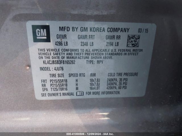 Photo 8 VIN: KL4CJBSB3FB165262 - BUICK ENCORE 