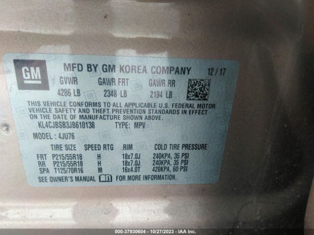 Photo 8 VIN: KL4CJBSB3JB610138 - BUICK ENCORE 