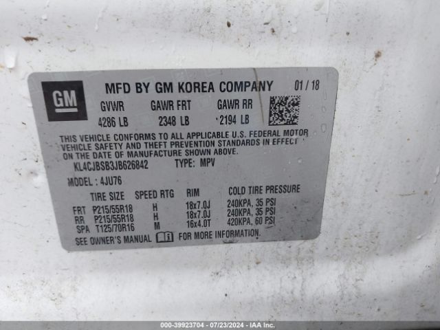 Photo 8 VIN: KL4CJBSB3JB626842 - BUICK ENCORE 