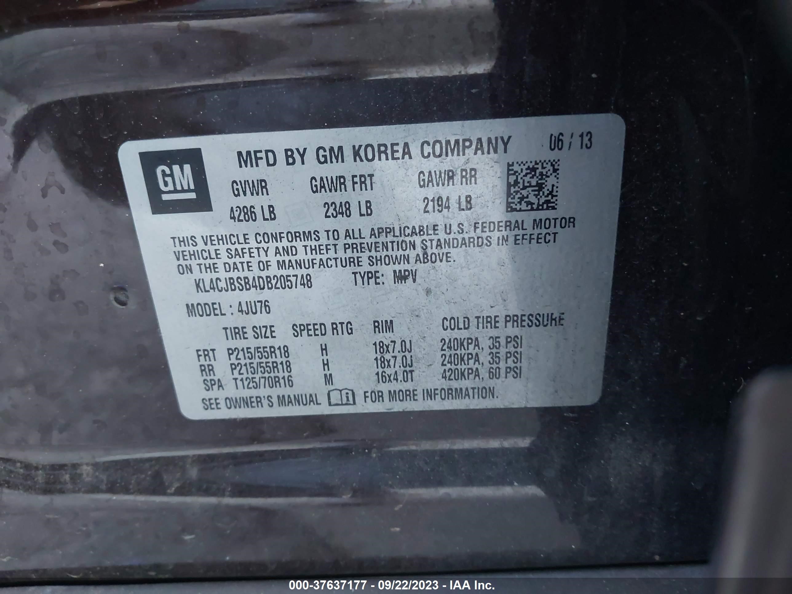 Photo 8 VIN: KL4CJBSB4DB205748 - BUICK ENCORE 