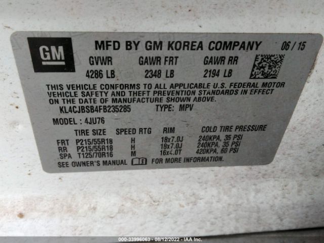 Photo 8 VIN: KL4CJBSB4FB235285 - BUICK ENCORE 