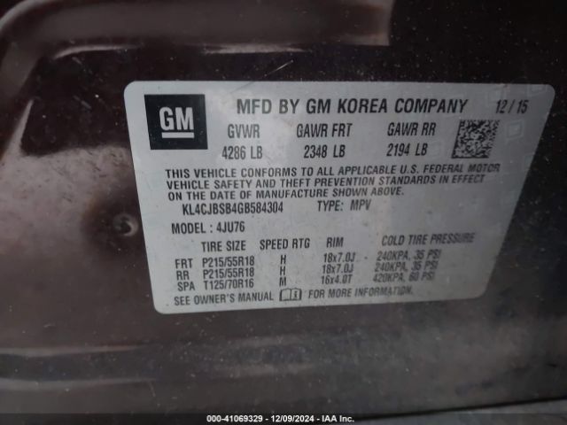 Photo 8 VIN: KL4CJBSB4GB584304 - BUICK ENCORE 