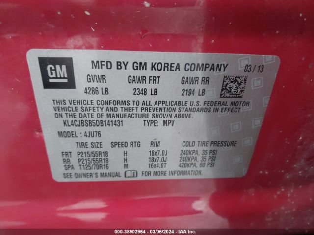 Photo 8 VIN: KL4CJBSB5DB141431 - BUICK ENCORE 