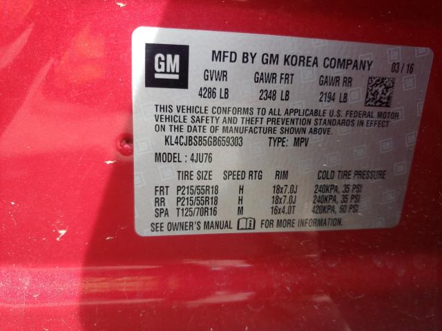 Photo 9 VIN: KL4CJBSB5GB659303 - BUICK ENCORE CON 