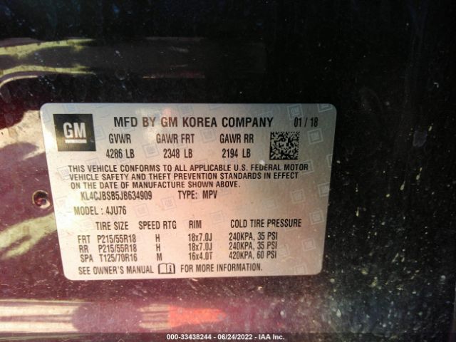 Photo 8 VIN: KL4CJBSB5JB634909 - BUICK ENCORE 