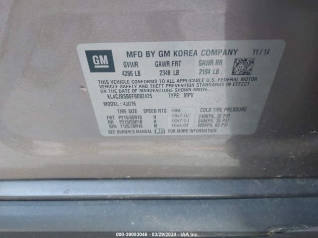 Photo 8 VIN: KL4CJBSB6FB082425 - BUICK ENCORE 