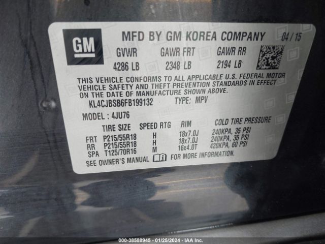 Photo 8 VIN: KL4CJBSB6FB199132 - BUICK ENCORE 