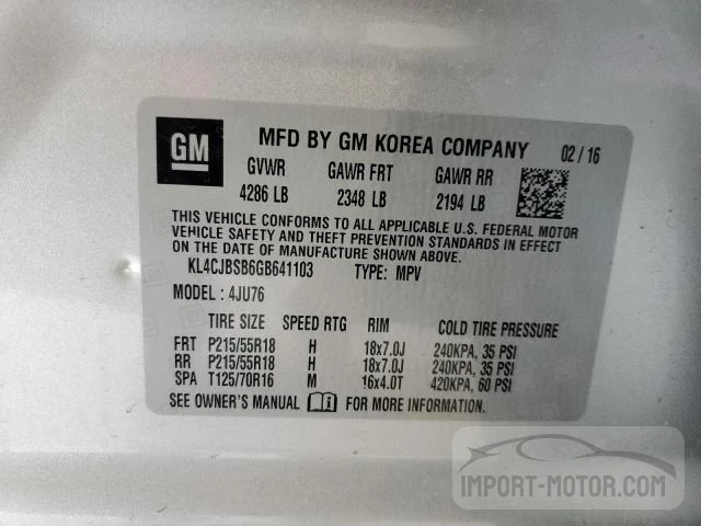 Photo 11 VIN: KL4CJBSB6GB641103 - BUICK ENCORE 