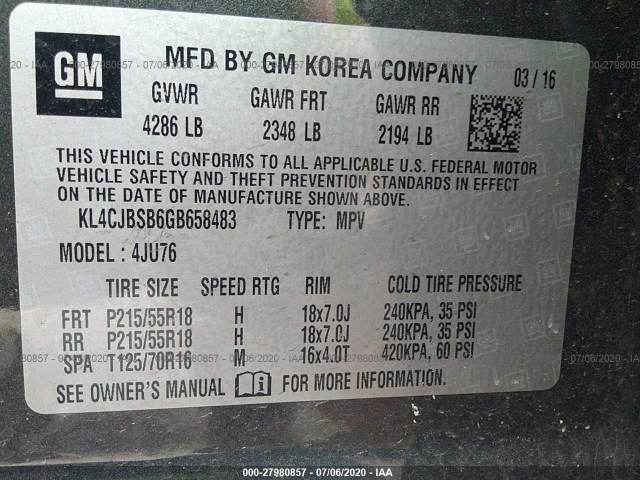 Photo 8 VIN: KL4CJBSB6GB658483 - BUICK ENCORE 