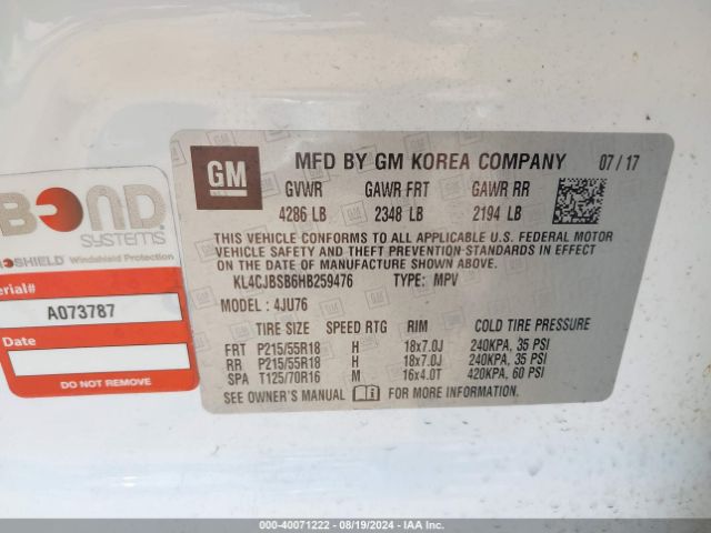 Photo 8 VIN: KL4CJBSB6HB259476 - BUICK ENCORE 