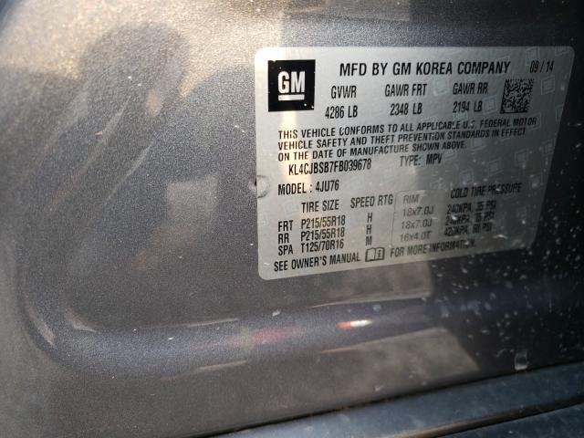 Photo 9 VIN: KL4CJBSB7FB039678 - BUICK ENCORE CON 