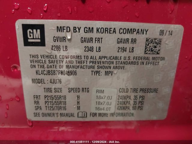 Photo 8 VIN: KL4CJBSB7FB046906 - BUICK ENCORE 