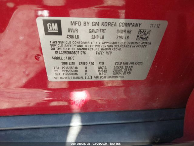 Photo 8 VIN: KL4CJBSB8DB071276 - BUICK ENCORE 