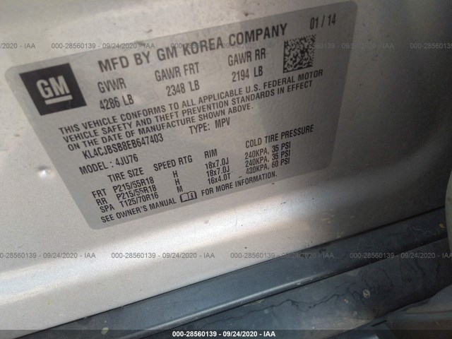 Photo 8 VIN: KL4CJBSB8EB647403 - BUICK ENCORE 