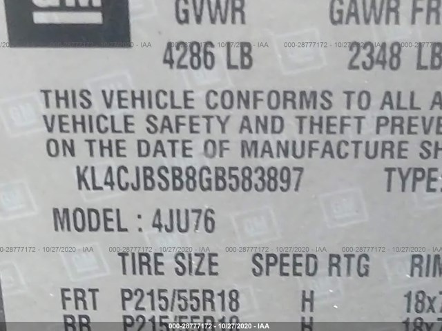 Photo 8 VIN: KL4CJBSB8GB583897 - BUICK ENCORE 