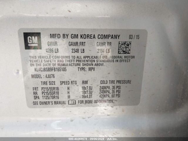 Photo 8 VIN: KL4CJBSB9FB165105 - BUICK ENCORE 