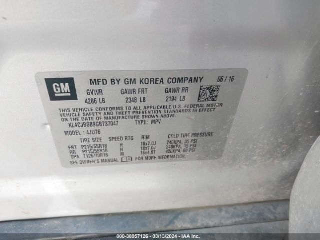 Photo 8 VIN: KL4CJBSB9GB737047 - BUICK ENCORE 