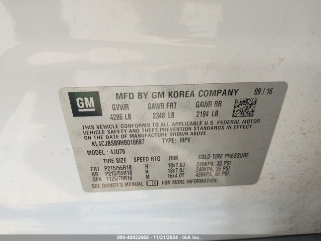 Photo 8 VIN: KL4CJBSB9HB018687 - BUICK ENCORE 